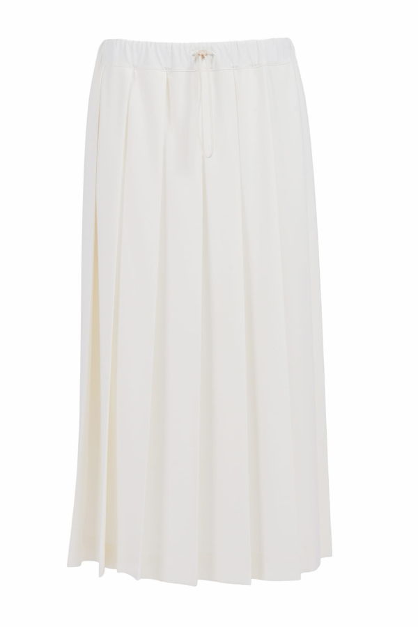 Fabiana Filippi Tech Wool Pleated Skirt With Elastic Waistband - White