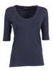 Fabiana Filippi Ribbed Cotton Jersey U Neck Filo Diamante T-Shirt - Blue - Thumbnail 1