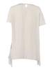 Fabiana Filippi Crepe De Chine Short Sleeve Top With Lace Bottom Band Blouse - White - Thumbnail 2