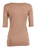 Fabiana Filippi Ribbed Cotton Jersey U Neck Filo Diamante T-Shirt - Beige - Thumbnail 2