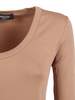 Fabiana Filippi Ribbed Cotton Jersey U Neck Filo Diamante T-Shirt - Beige - Thumbnail 3