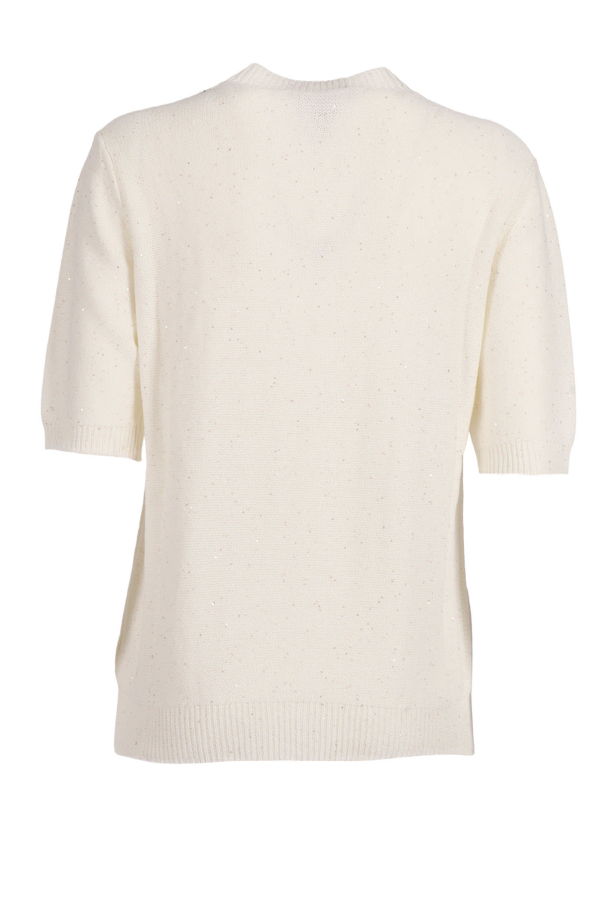 Fabiana Filippi Sequin Short Sleeve Crew Neck Sweater - White