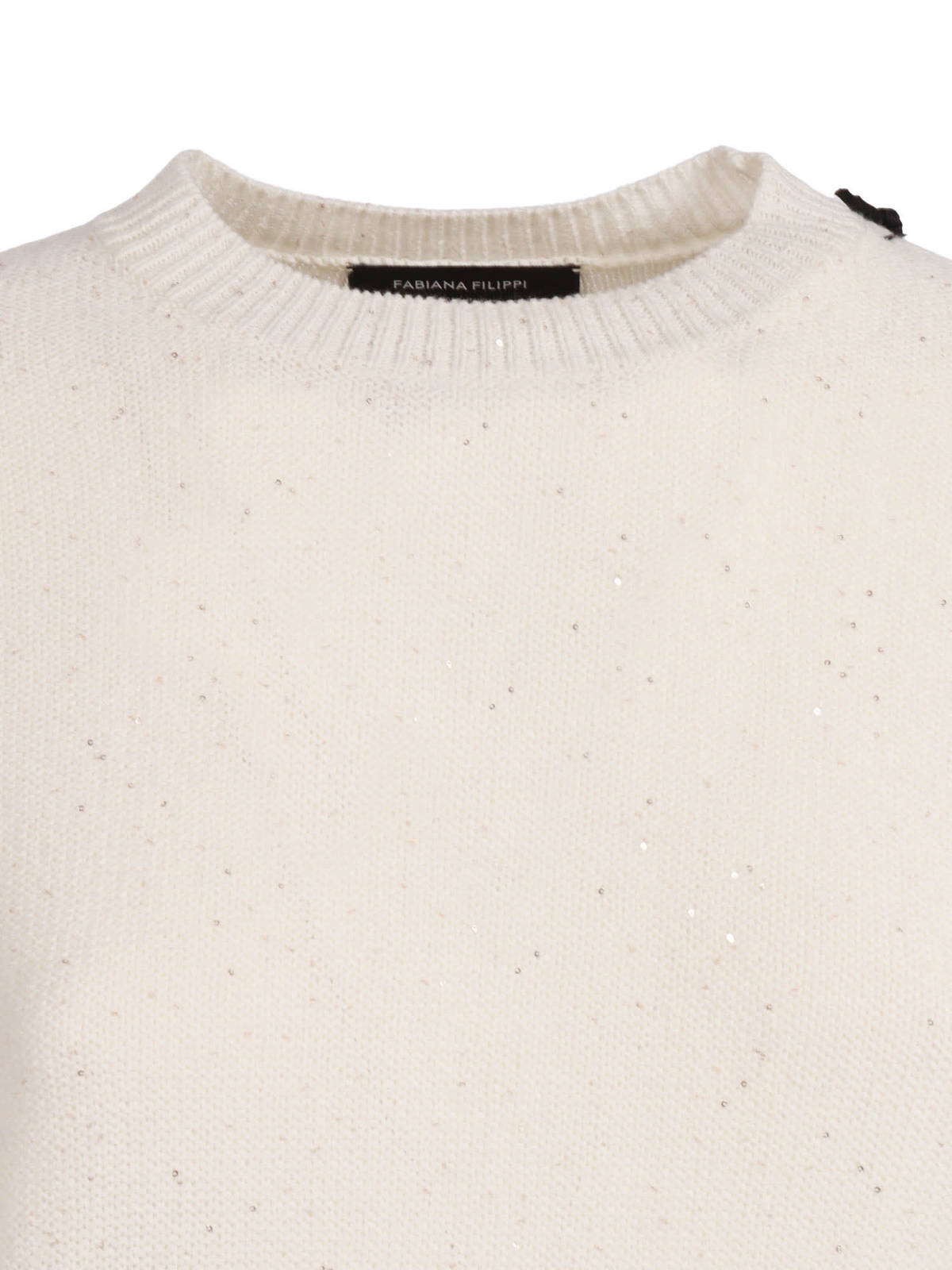 Fabiana Filippi Sequin Short Sleeve Crew Neck Sweater - White - Image 3 of 3
