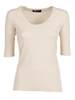 Fabiana Filippi Ribbed Cotton Jersey U Neck Filo Diamante Detail T-Shirt - White - Thumbnail 1