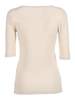 Fabiana Filippi Ribbed Cotton Jersey U Neck Filo Diamante Detail T-Shirt - White - Thumbnail 2