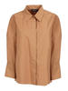 Fabiana Filippi Poplin 3/4 Sleeve Shirt With Tulle And Filo Diamante Detail Blouse - Beige - Thumbnail 1