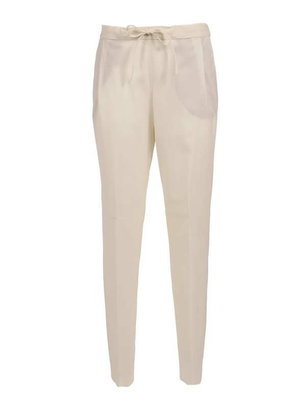 Fabiana Filippi Bistretch Wool Pleated Jogging Trousers with Filo Diamante Pants - White