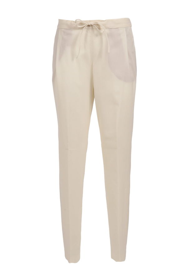Fabiana Filippi Bistretch Wool Pleated Jogging Trousers with Filo Diamante Pants - White