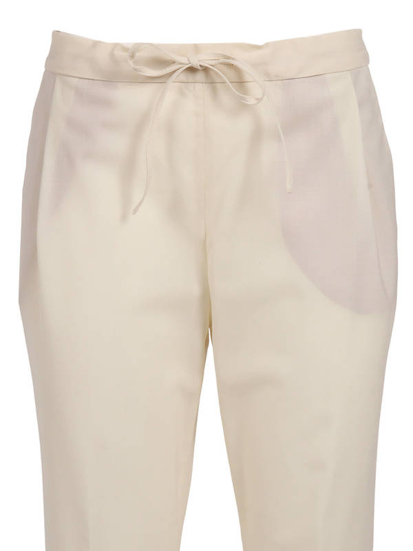 Fabiana Filippi Bistretch Wool Pleated Jogging Trousers with Filo Diamante Pants - White