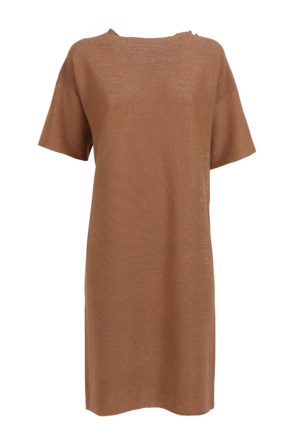 Fabiana Filippi Lurex Cotton Wool Sack Knit Dress - Beige