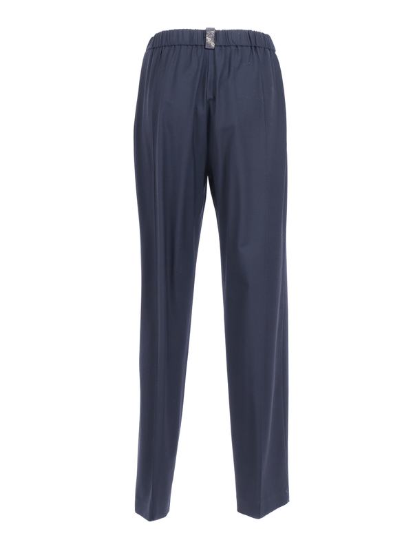 Fabiana Filippi Bistretch Wool Jogging Trousers With Filo Diamante Pants - Blue
