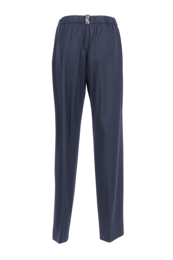 Fabiana Filippi Bistretch Wool Jogging Trousers With Filo Diamante Pants - Blue