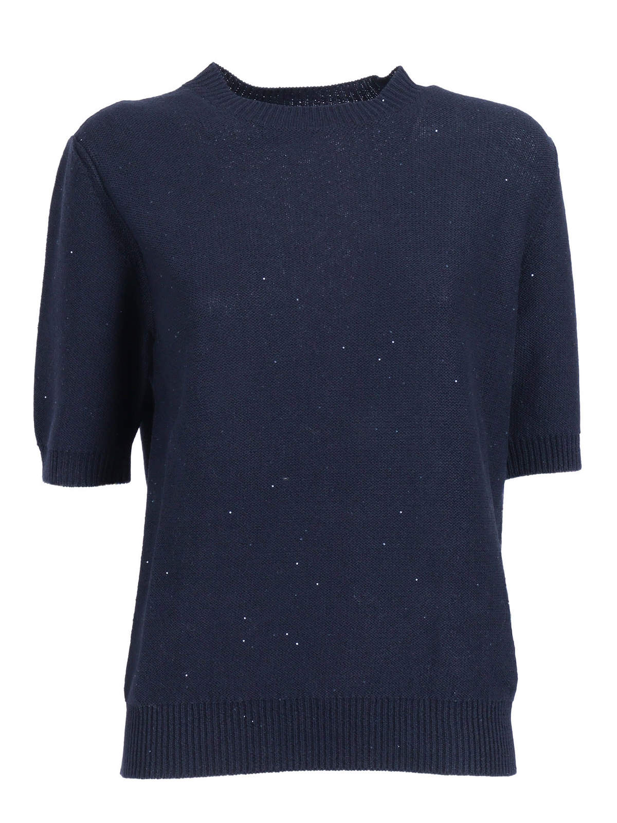 Fabiana Filippi Sequin Short Sleeve Crew Neck Sweater - Blue - Image 1 of 3