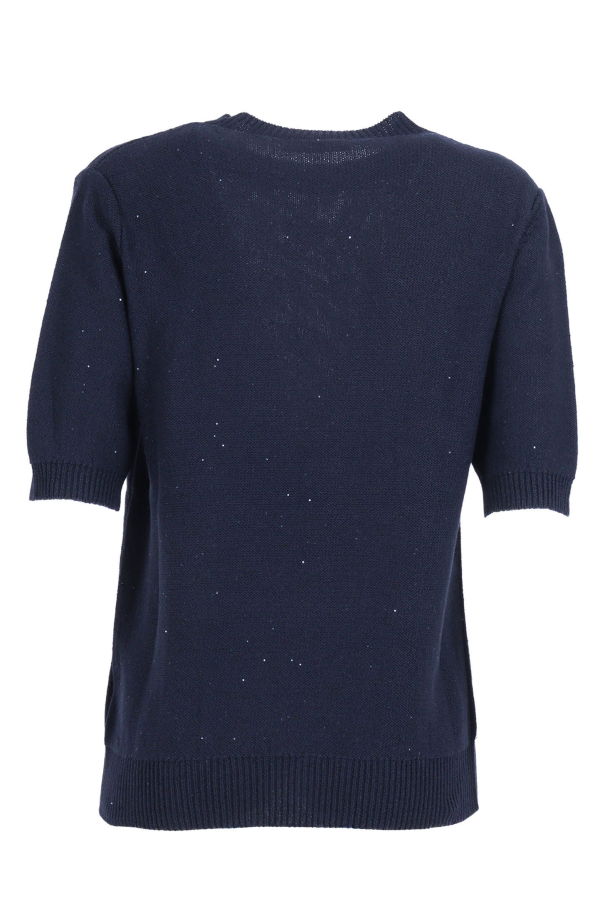 Fabiana Filippi Sequin Short Sleeve Crew Neck Sweater - Blue