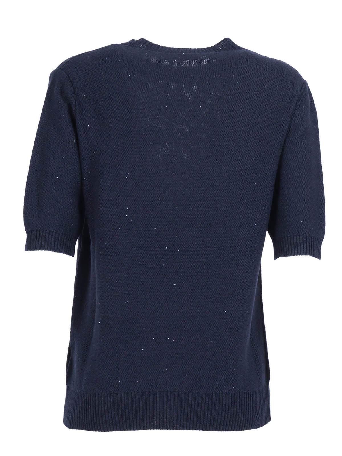 Fabiana Filippi Sequin Short Sleeve Crew Neck Sweater - Blue - Image 2 of 3