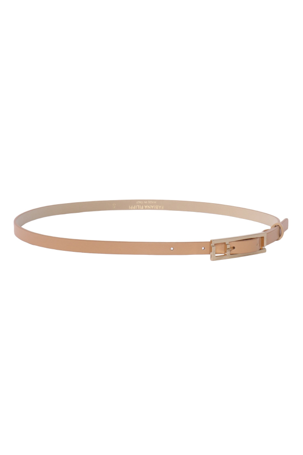 Fabiana Filippi Leather Belt With Logo Buckle - Beige