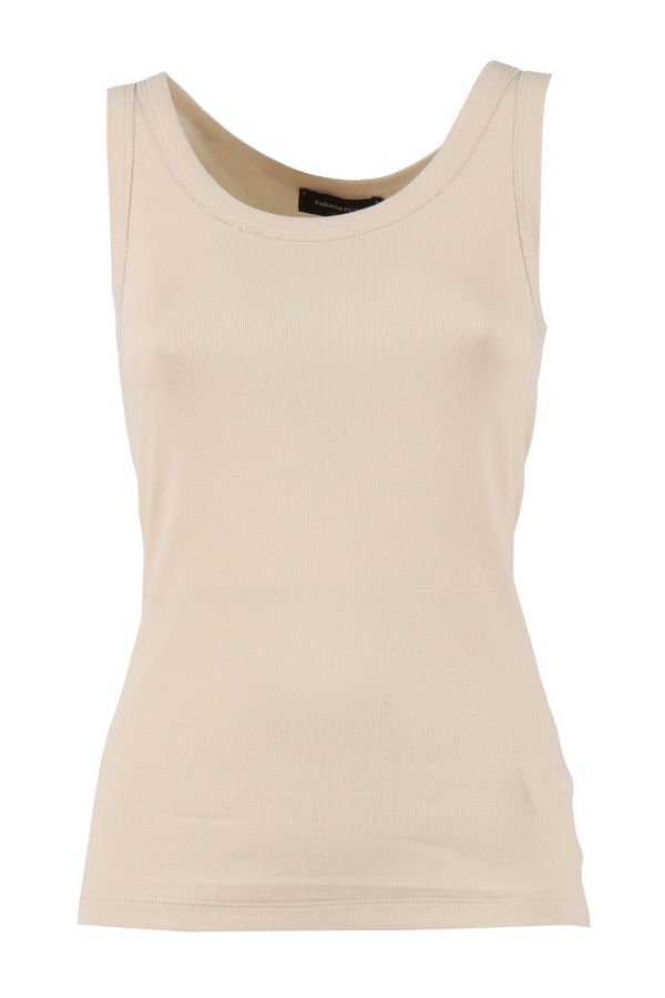 Fabiana Filippi Ribbed Jersey Tank Top With Filo Diamante - Beige