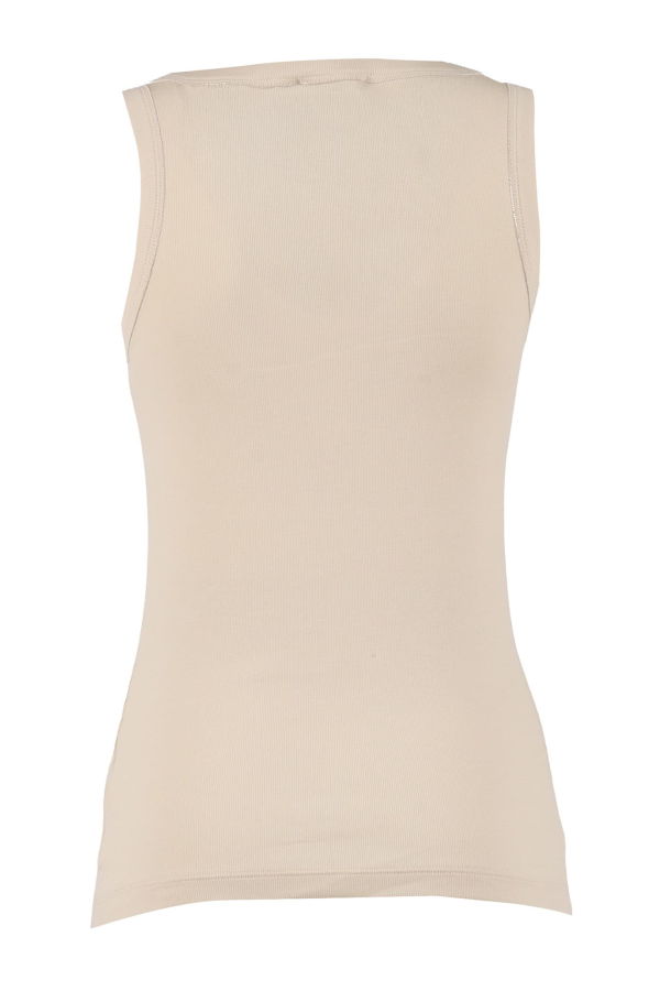 Fabiana Filippi Ribbed Jersey Tank Top With Filo Diamante - Beige