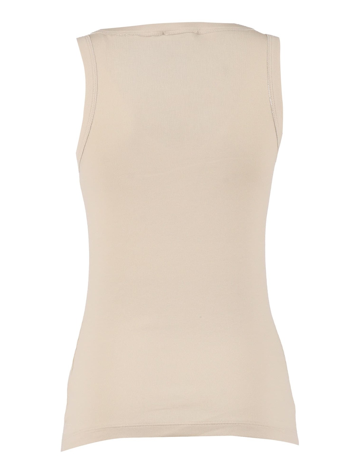 Fabiana Filippi Ribbed Jersey Tank Top With Filo Diamante - Beige - Image 2 of 3