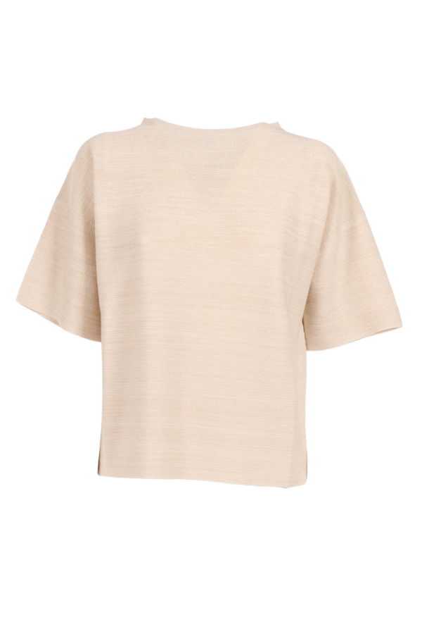 Fabiana Filippi Lurex Cotton Wool Boatneck Short Sleeve Sweater - White