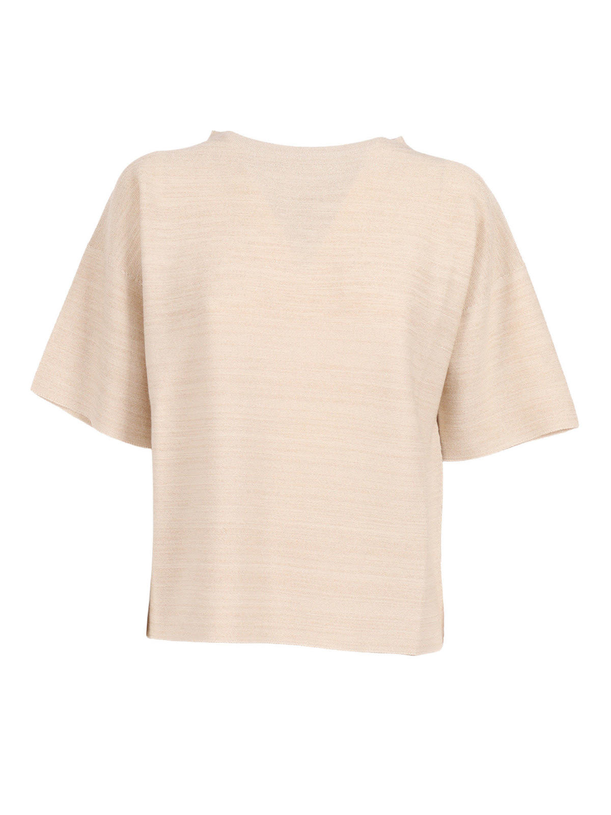 Fabiana Filippi Lurex Cotton Wool Boatneck Short Sleeve Sweater - White - Image 1 of 3
