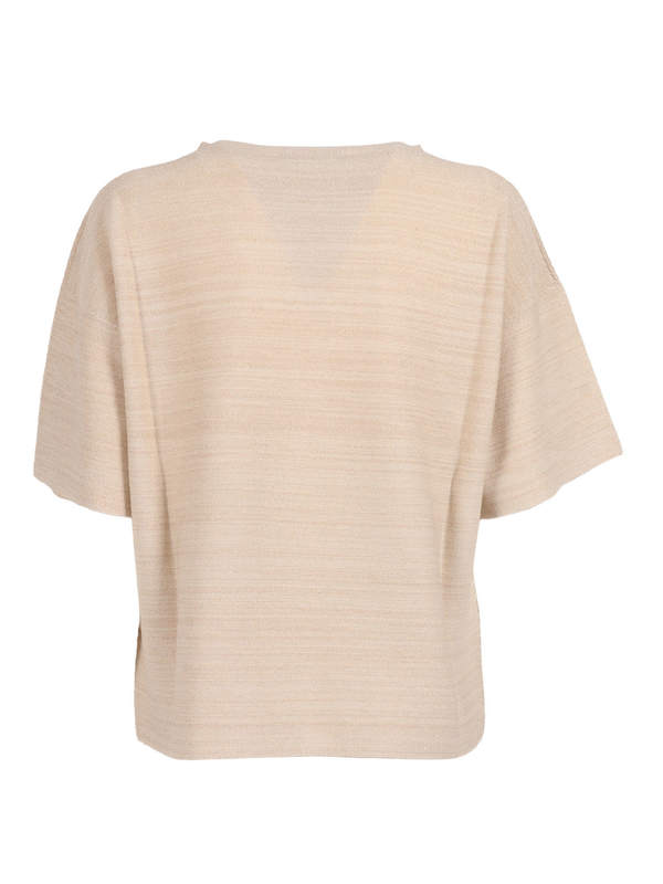 Fabiana Filippi Lurex Cotton Wool Boatneck Short Sleeve Sweater - White