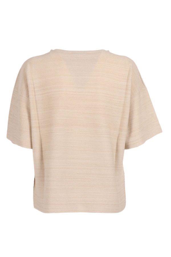 Fabiana Filippi Lurex Cotton Wool Boatneck Short Sleeve Sweater - White