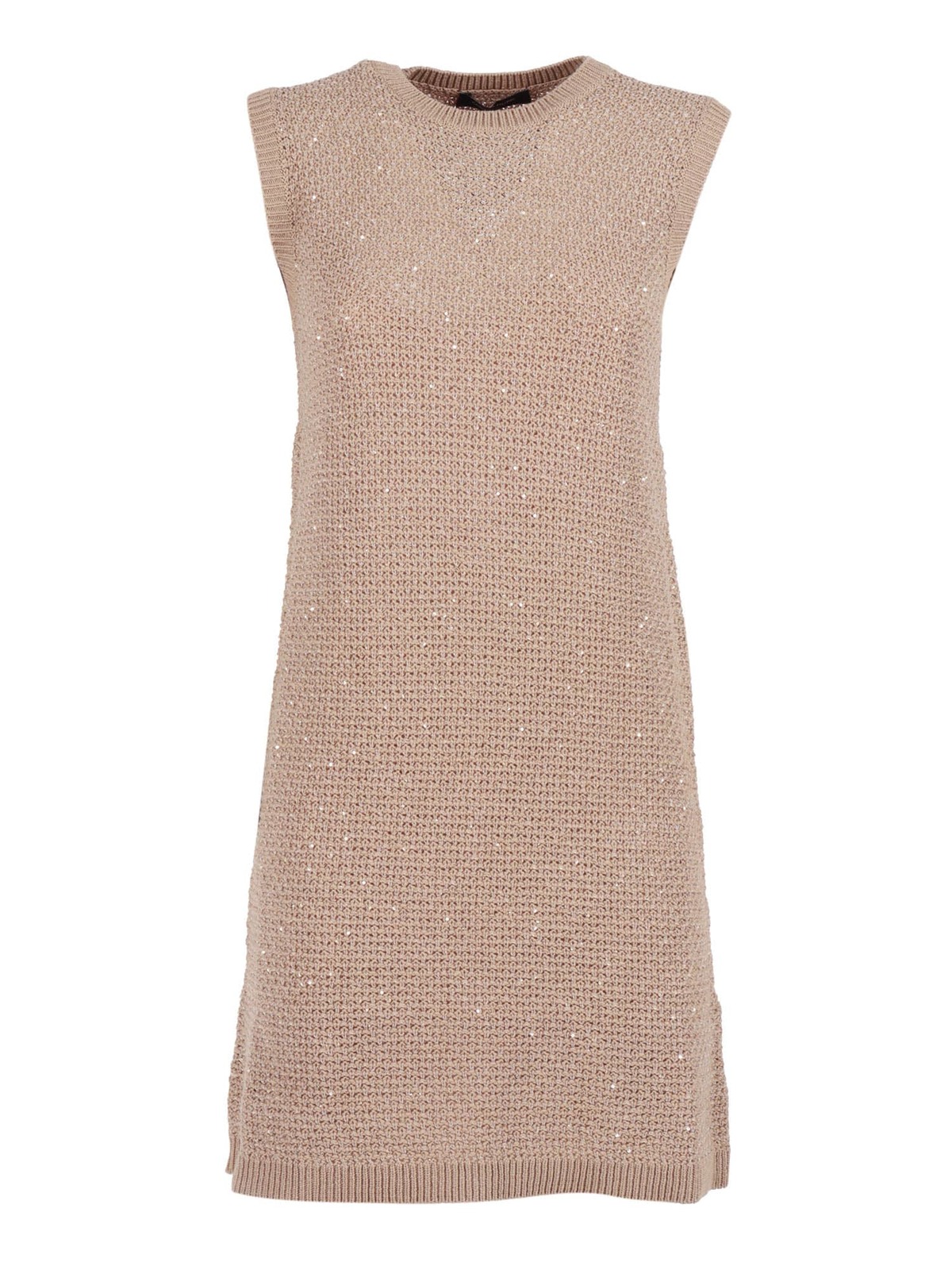 Fabiana Filippi Sequin Diamond Stitch Knit Dress - Beige - Image 1 of 3