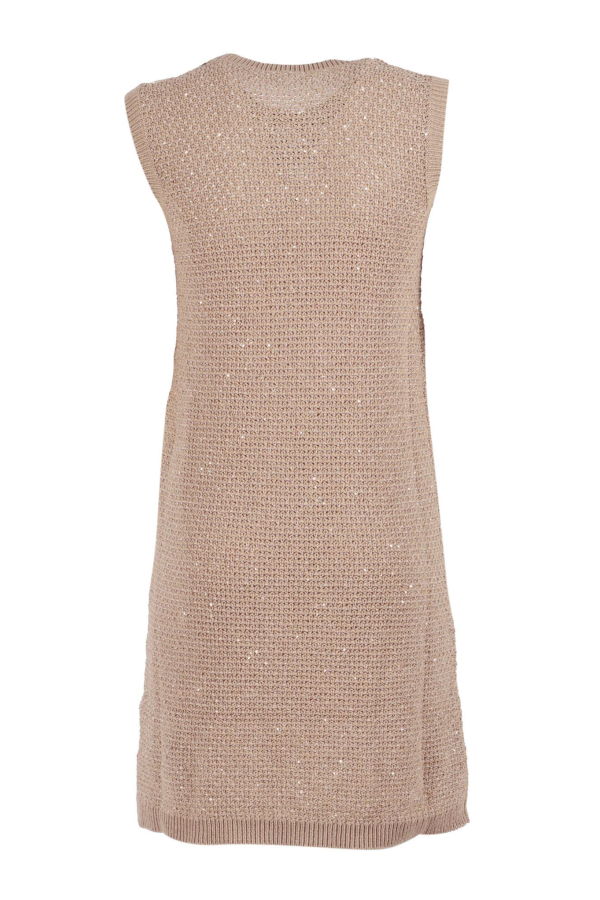 Fabiana Filippi Sequin Diamond Stitch Knit Dress - Beige