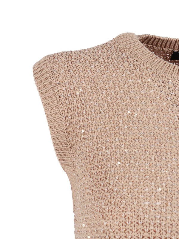 Fabiana Filippi Sequin Diamond Stitch Knit Dress - Beige