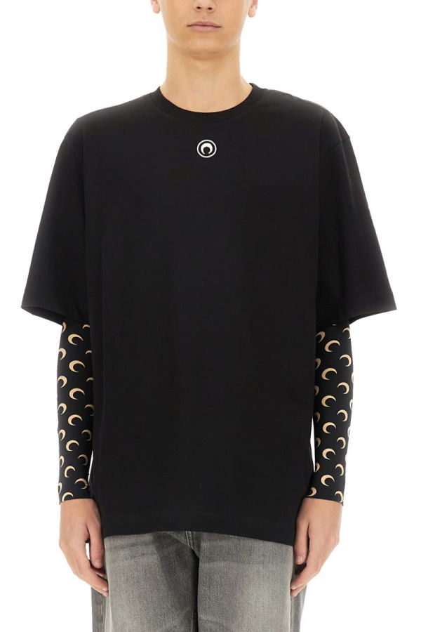 MARINE SERRE T-Shirt In Jersey Tee - Black