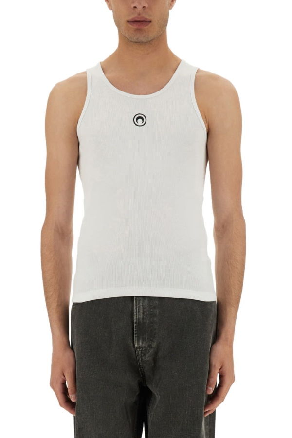 MARINE SERRE Tank Top A Costine Con Logo Moon - White