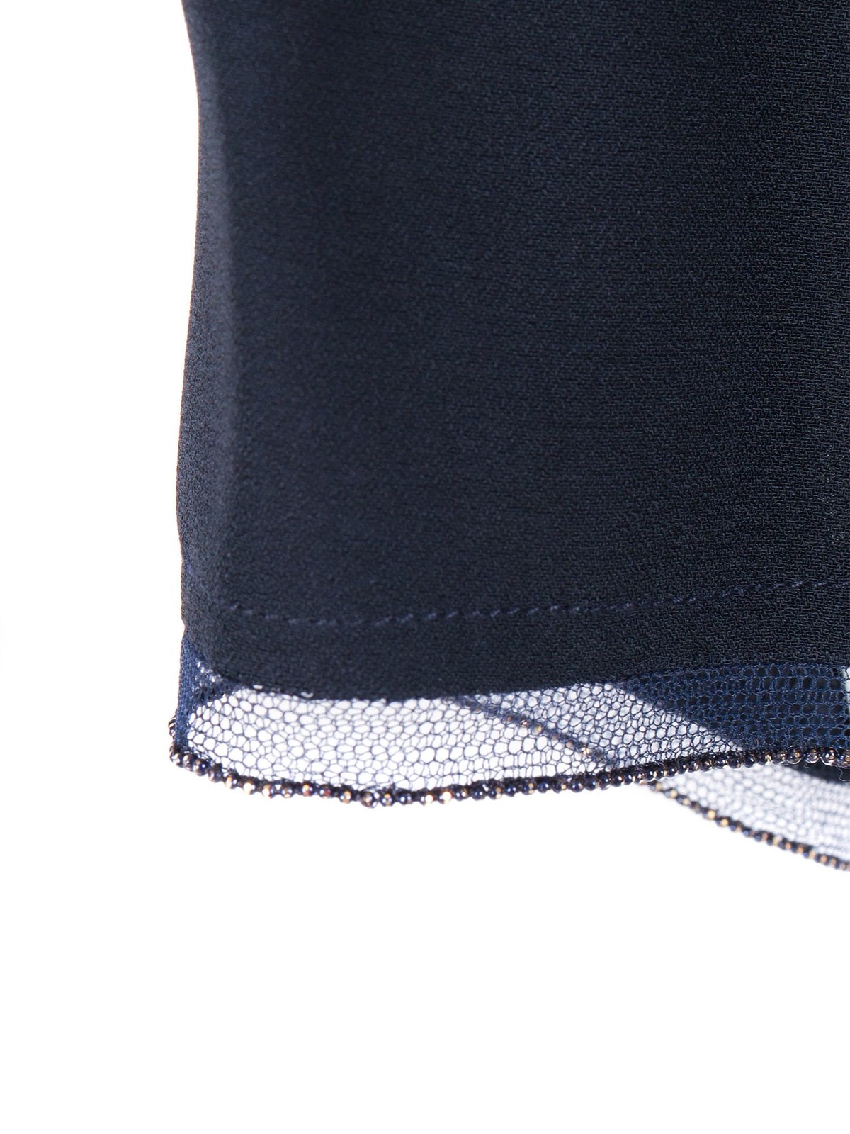 Fabiana Filippi Enver Satin Short Sleeve Top, Tulle and Filo Diamante Detail Top - Blue - Image 3 of 3