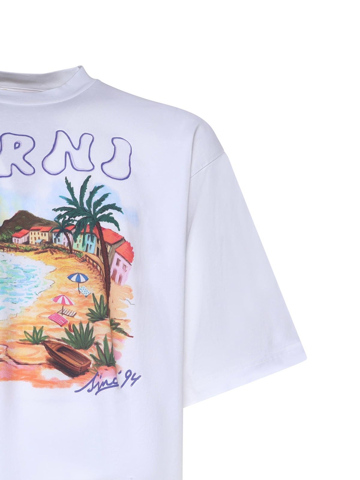 Marni Cotton T-Shirt With Marni Beach Print - White - Image 2 of 3
