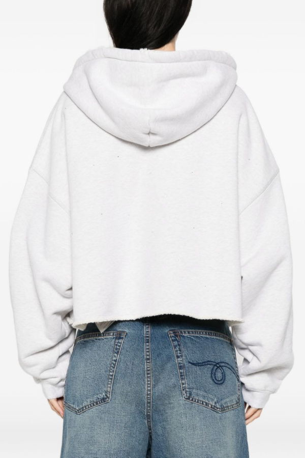 Golden Goose Cotton Cropped Hoodie - Light Grey