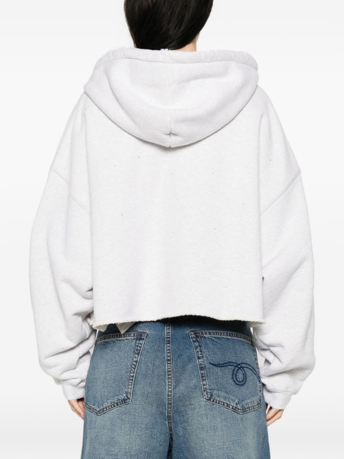 Golden Goose Cotton Cropped Hoodie - Light Grey - Image 1 of 3
