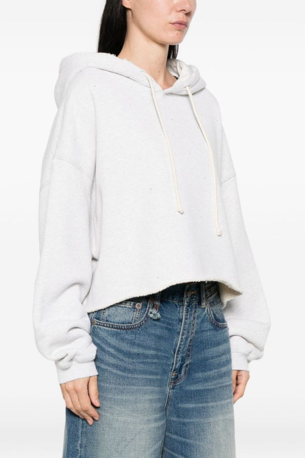 Golden Goose Cotton Cropped Hoodie - Light Grey