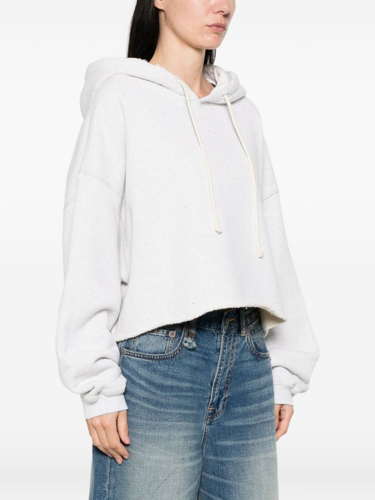 Golden Goose Cotton Cropped Hoodie - Light Grey - Image 2 of 3