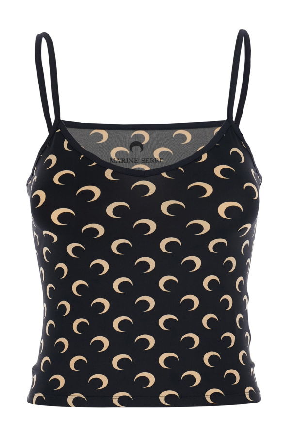 MARINE SERRE Moon Printed Jersey Straps Top - Black
