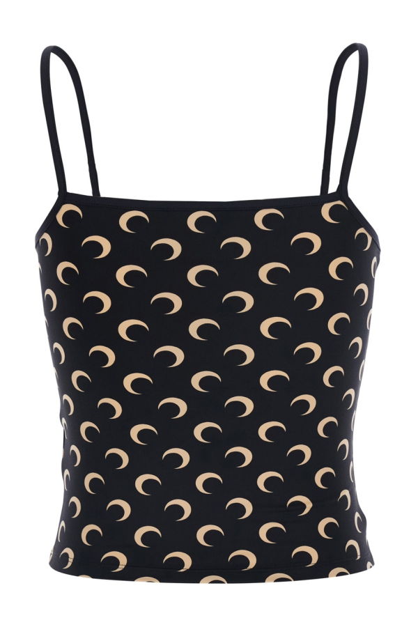 MARINE SERRE Moon Printed Jersey Straps Top - Black