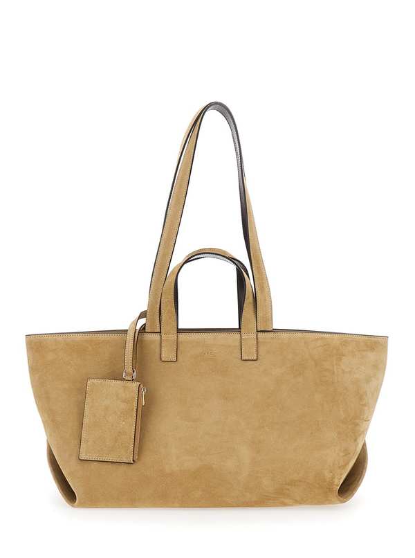 A.P.C. Le Drummer Suede And Smooth Leather Tote - Beige