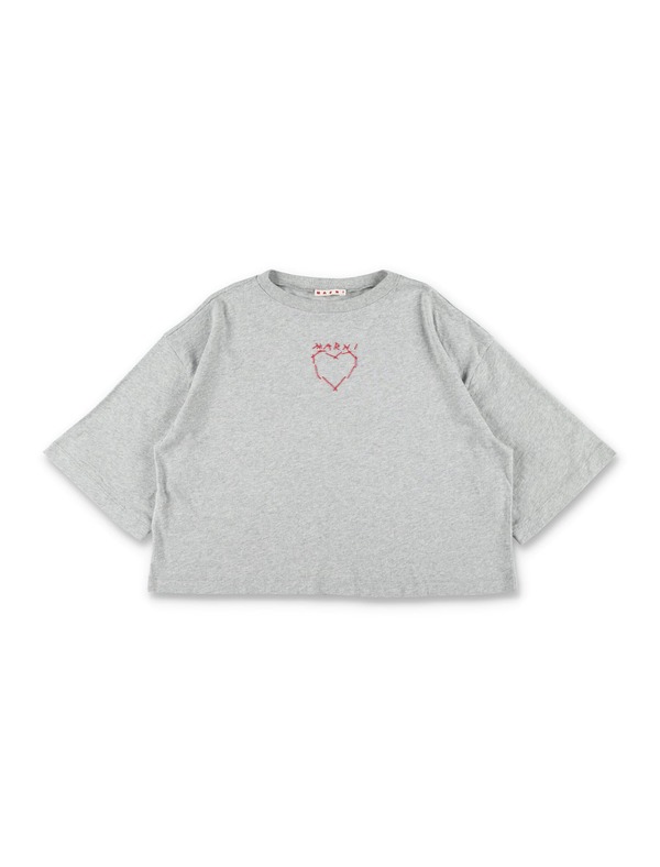 KIDS Marni Girls Cropped T-Shirt - Gray KIDS Marni Girls Cropped T-Shirt - Gray