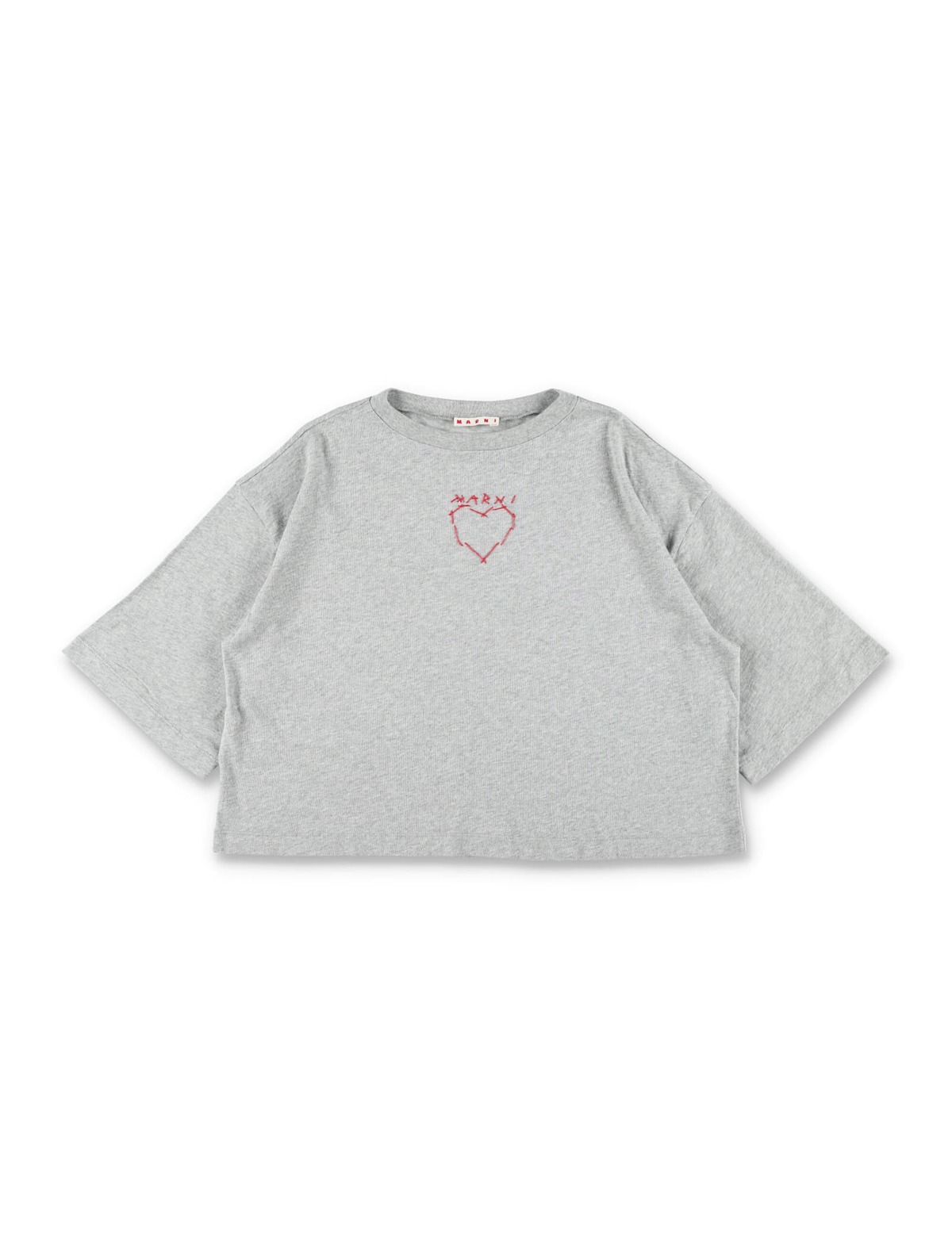 KIDS Marni Girls Cropped T-Shirt - Gray - Image 1 of 3