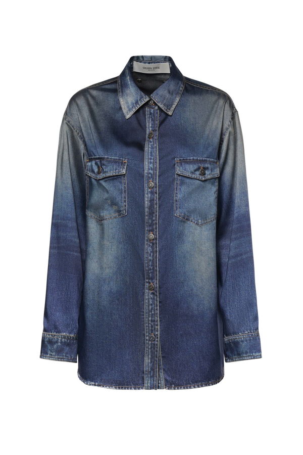 Golden Goose Lived-In Denim-Effect Shirt - Blue