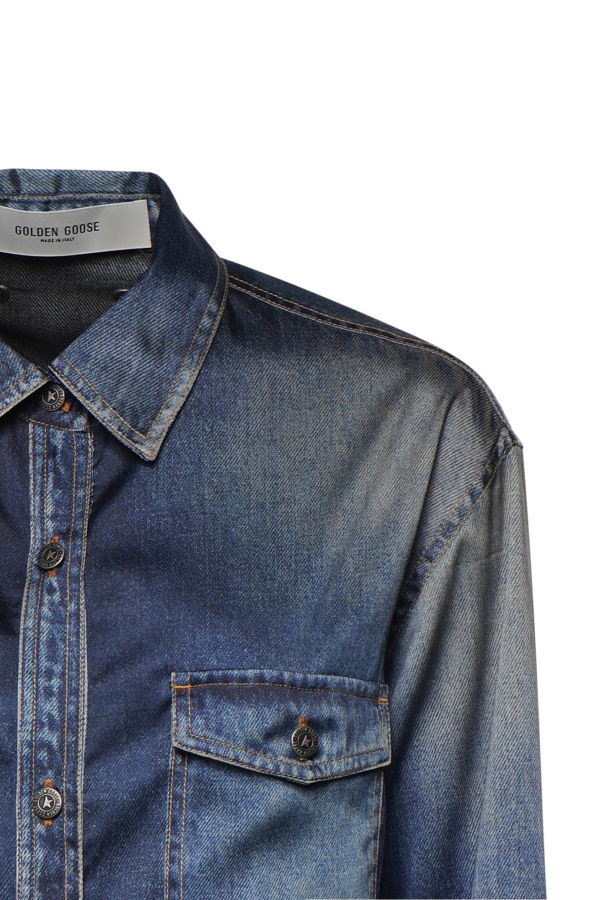 Golden Goose Lived-In Denim-Effect Shirt - Blue