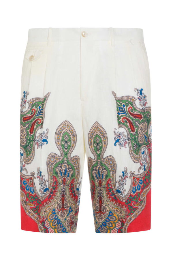 Etro Multicolor Linen Shorts - Red