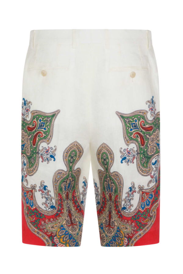 Etro Multicolor Linen Shorts - Red