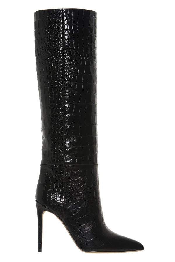 Paris Texas Crocodile Print Boots - Black