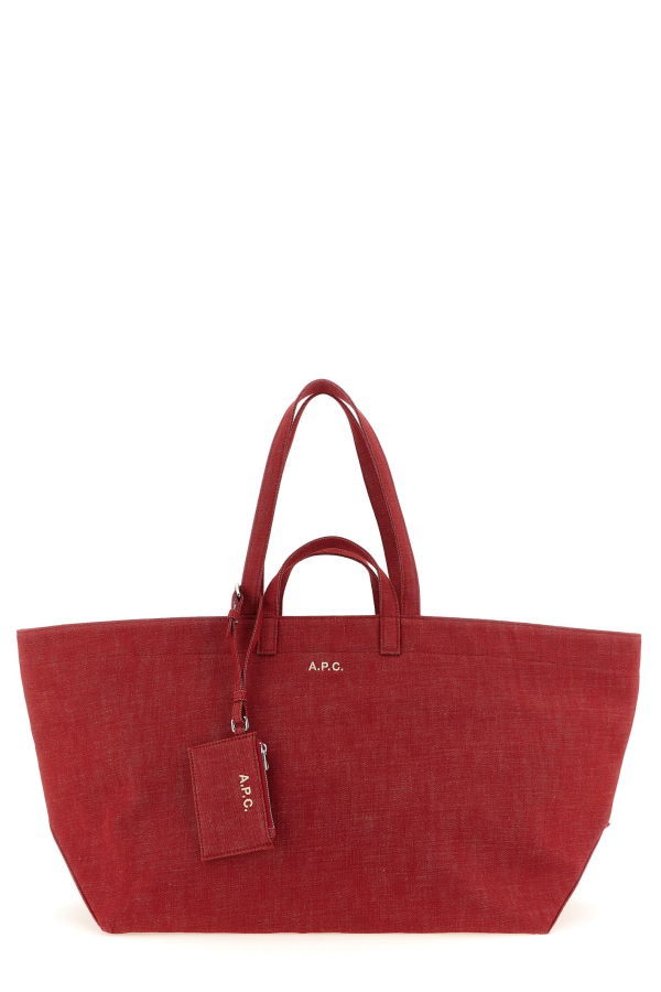 A.P.C. Le Drummer Toile Large Shopping Bag Tote - Red
