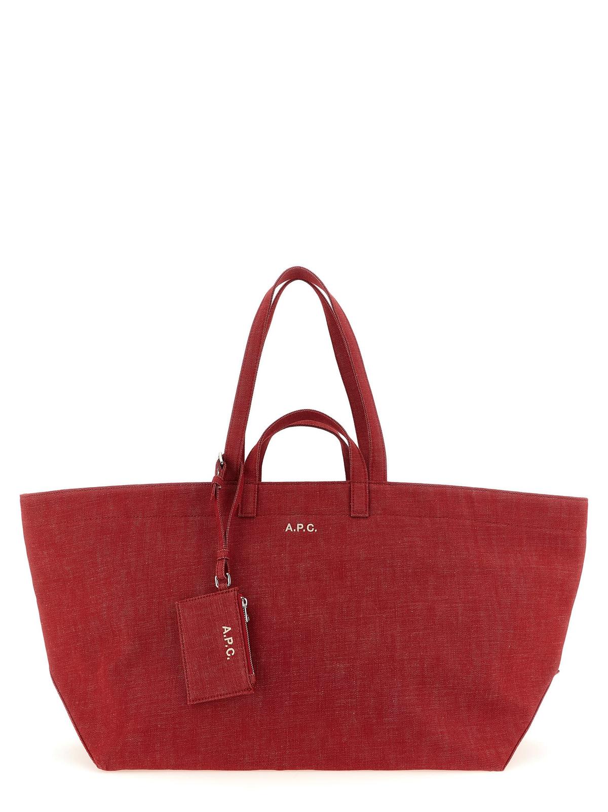 A.P.C. Le Drummer Toile Large Shopping Bag Tote - Red - Image 1 of 4